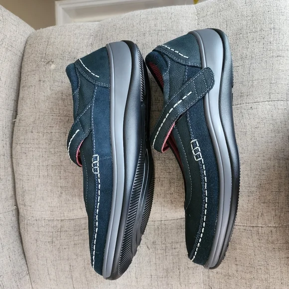 Orthfeet Blue Athens Mary Jane Leather Shoes Womes Size 9 Medium Velcro - Picture 2 of 15